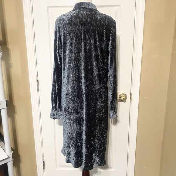 Soft Surroundings Maxime Button Front Velvet/Velour Crinkle Shirt Dress Size L - Picture 7 of 13